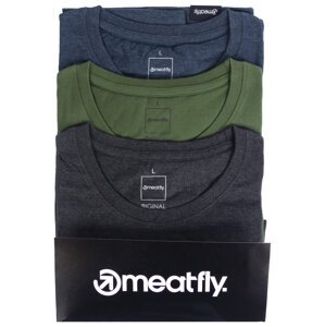 Meatfly balení pánských triček Basic Multipack Charcoal Heather/Olive/Navy Heather | Šedá | Velikost XXXL