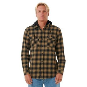 Rip curl pánská košile Grunter Flannel Washed Moss | Černá | Velikost L | 100% bavlna