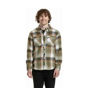 Meatfly pánská košile Woody Premium Green / Brown | Zelená | Velikost S | 100% bavlna