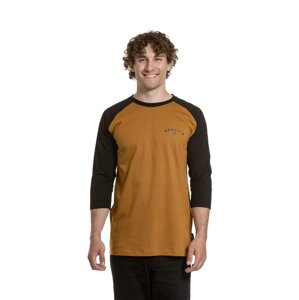 Meatfly pánské tričko s dlouhým rukávem Kennedy Raglan Gold Brown / Black | Černá | Velikost XXL | 100% bavlna
