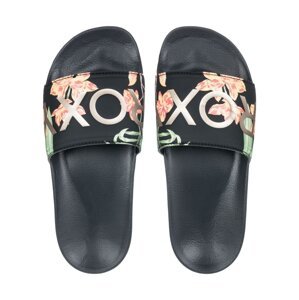 Roxy dámské pantofle Slippy II Black / Green Print | Černá | Velikost 8 US