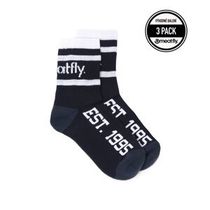 Meatfly ponožky Basic Long Socks - Triple pack A – Black | Černá | Velikost L