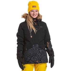 Meatfly sNB & SKI bunda Athena 2 Black Stripe Dancing Shapes | Černá | Velikost M