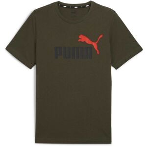 Puma ESSENTIALS + 2 COL LOGO TEE Pánské triko, khaki, velikost