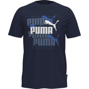 Puma GRAPHICS MULTIPLE LOGO TEE Pánské triko, tmavě modrá, velikost