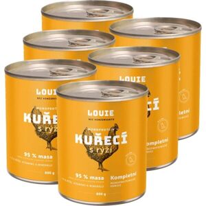LOUIE Balení 6 ks - kuřecí s rýží 800g Psí konzerva, žlutá, velikost