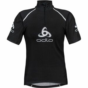 Odlo STAND-UP COLLAR S/S 1/2 ZIP ORIGINALS LIGHT LOGOLINE Pánské funkční triko, černá, velikost S