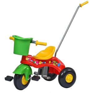 BAYO JUNIOR Dětská šlapací tříkolka s vodící tyčí, červená, velikost