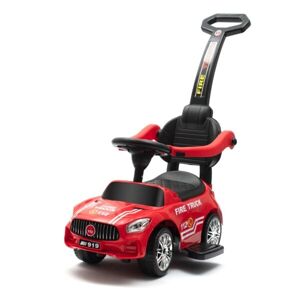 BABY MIX HASIČI Dětské odrážedlo se zvukem a vodící tyčí, červená, velikost