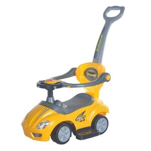BABY MIX MEGA CAR 3v1 Dětské odrážedlo s vodící tyčí, žlutá, velikost