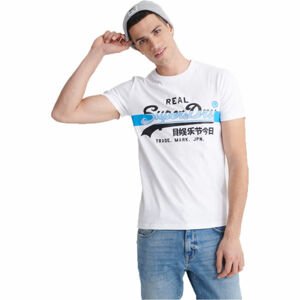 Superdry VL CROSS HATCH TEE Pánské tričko, bílá, velikost L