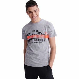 Superdry VL CROSS HATCH TEE Pánské tričko, šedá, velikost S