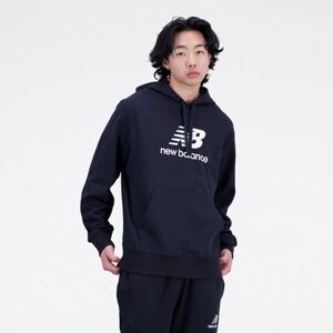 New Balance ESSENTIALS STACKED LOGO FRENCH TERRY HOODIE Pánská mikina, černá, velikost