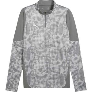 Puma TEAMCUP TRAINING 1/4 ZIP TOP Pánská sportovní mikina, šedá, velikost