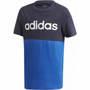 adidas YB LINEAR COLORBLOCK TEE Juniorské triko, modrá, velikost 128