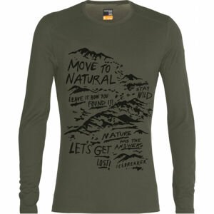 Icebreaker 200 OASIS LS CREWE TRAVEL DIARIES M Pánské triko z merina, khaki, velikost M