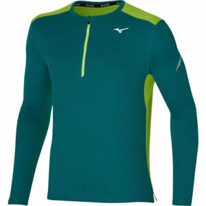 Mizuno DRY AERO FLOW LS HZ Pánské funkční triko s dlouhým rukávem, tmavě zelená, velikost XXL