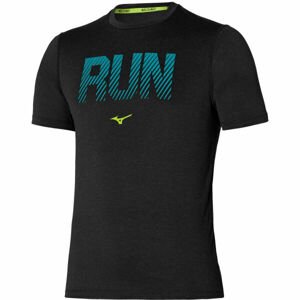 Mizuno CORE GRAPHIC RUN TEE Pánské funkční triko s krátkým rukávem, černá, velikost S