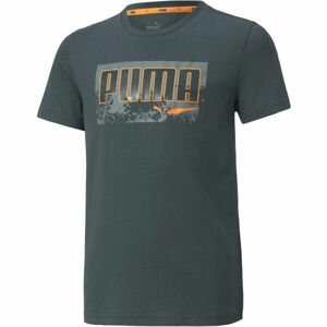 Puma ALPHA HOLIDAY TEE Dětské triko, tmavě zelená, velikost