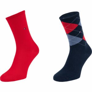 Tommy Hilfiger WOMEN CHECK SOCK 2P Dámské ponožky, červená, velikost 39-42