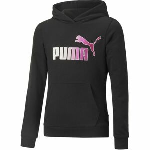 Puma ESSENTIALS+BLEACH LOGO HOODIE Dívčí mikina, černá, velikost