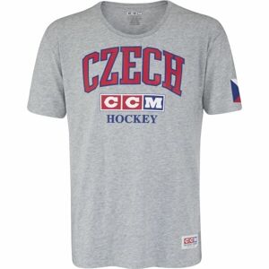 CCM FLAG TEE TEAM CZECH Pánské tričko, šedá, velikost M