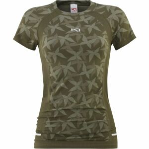 KARI TRAA BUTTERFLY TEE Dámské bezešvé funkční triko, khaki, velikost M