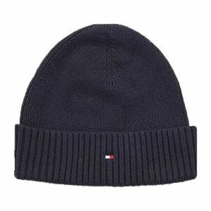 Tommy Hilfiger ESSENTIAL FLAG BEANIE Pánská zimní čepice, tmavě modrá, velikost UNI