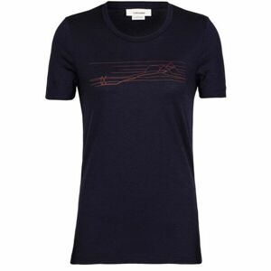 Icebreaker TECH LITE II SS TEE SKI STRIPES MIDNIGHT W Dámské univerzální triko, tmavě modrá, velikost XL