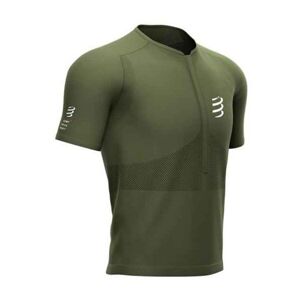 Compressport TRAIL HALF-ZIP FITTED SS TOP Pánský běžecký dres, zelená, velikost S