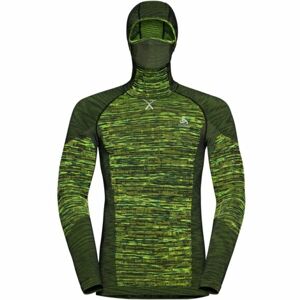 Odlo BL TOP WITH FACEMASK L/S BLACKCOMB ECO Pánské funkční tričko s integrovanou kuklou, zelená, velikost L