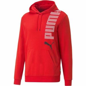 Puma ESSENTIALS+LOGO LAB HOODIE Pánská mikina, červená, velikost