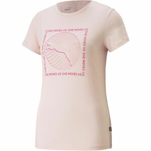 Puma GRAPHICS SHE MOVES US TEE Dámské triko, lososová, velikost S