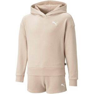 Puma LOUNGEWEAR SHORT SUIT G Dívčí tepláková souprava, růžová, velikost 128