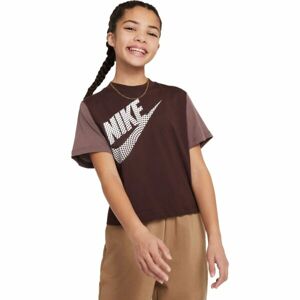 Nike NSW TEE ESSNTL BOXY TEE Dívčí tričko, hnědá, velikost L