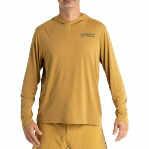 ADVENTER & FISHING UV HOODED SAND Pánské funkční hooded UV tričko, hnědá, velikost M