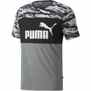 Puma ESSENTIALS + CAMO TEE Pánské triko, tmavě šedá, velikost