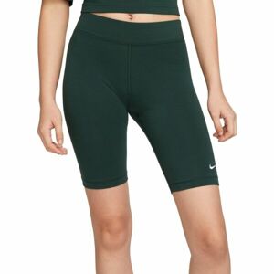 Nike NSW ESSNTL MR BIKER SHORT Dámské kraťasy, tmavě zelená, velikost L