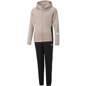 Puma CLASSIC HOODED TRACKSUIT FL CL G Dívčí tepláková souprava, černá, velikost 140