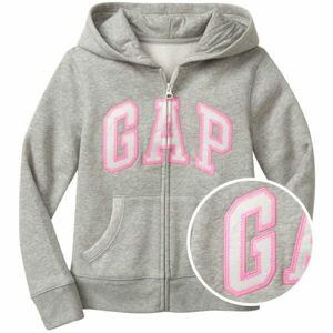 GAP LOGO FLEECE ZIP Dívčí mikina, šedá, velikost