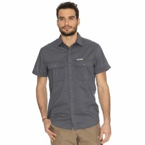 BUSHMAN PEONY NEW Pánská košile s krátkým rukávem, tmavě šedá, velikost XL