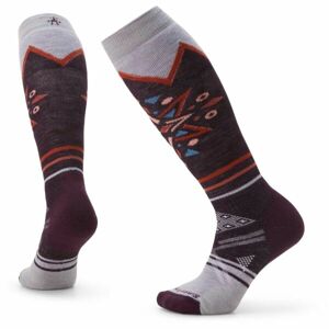 Smartwool W SKI FC MOUNTAIN SF PATTERN OTC - REC Dámské lyžařské ponožky, vínová, velikost 34-37