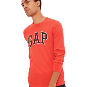 GAP V-INTX WAFFLE CREW LOGO Pánské tričko s dlouhým rukávem, oranžová, velikost L